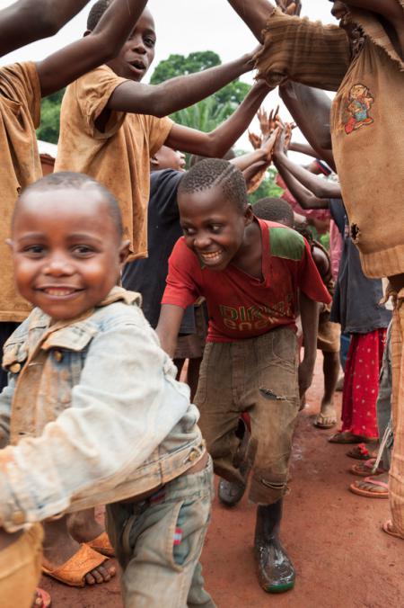 Baka children playing at school Baka children playing at school